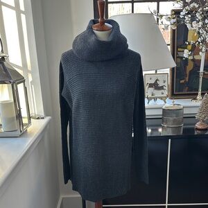 Vince Charcoal Funnel-Neck Tunic Sweater S/M